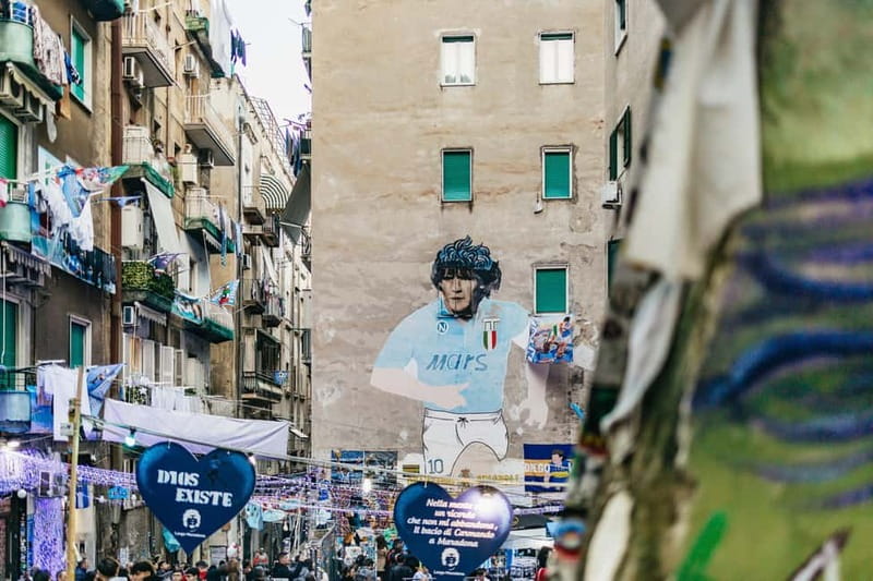 Naples: Spanish Quarters Folk Street Art w/ Sweets Tasting - The Maradona Murales Stop: Football in the Middle of the City